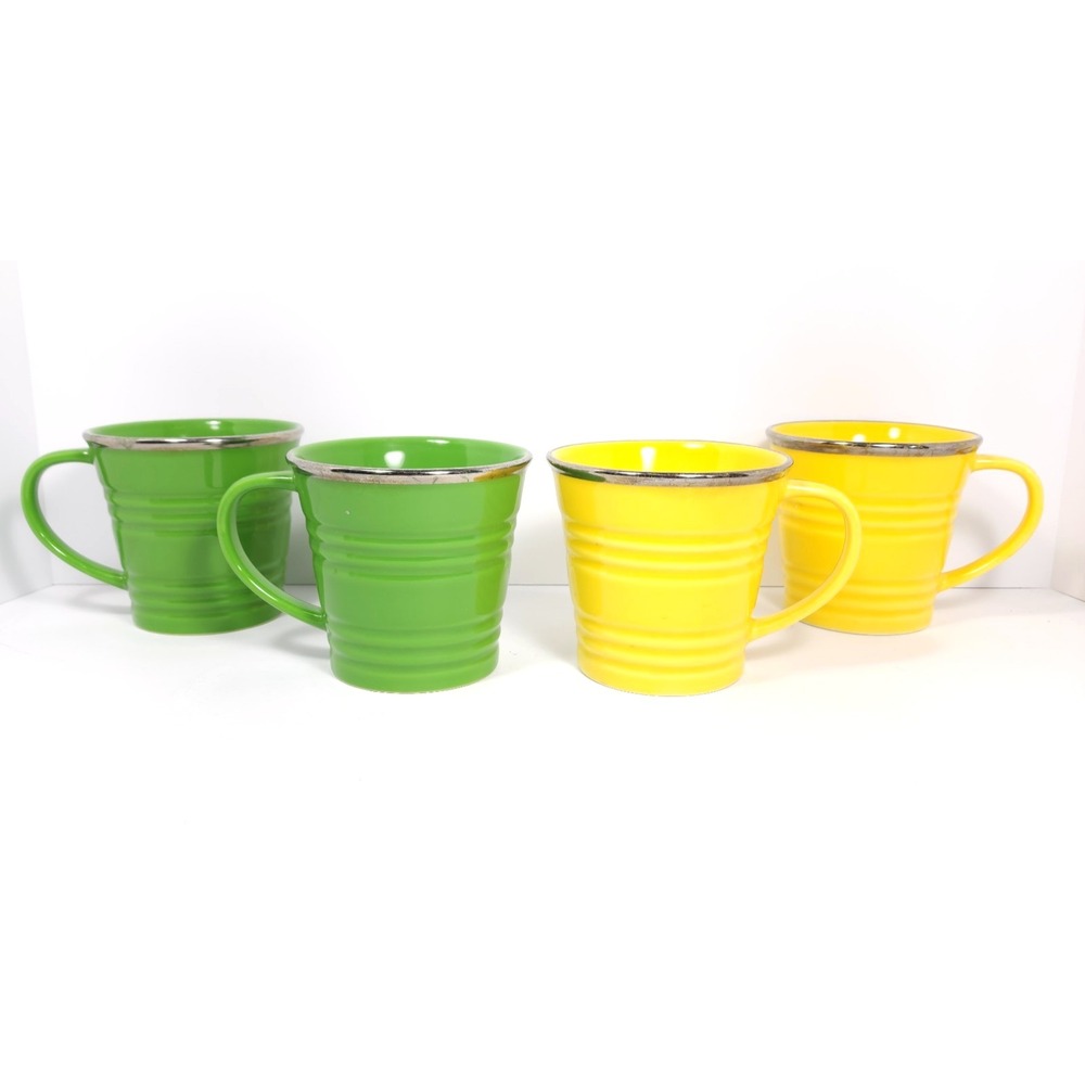 STARBUCKS‎ 2007 14 OZ Set  2-Green 2-Yellow Sand Pail Bucket Coffee Coffee Cup